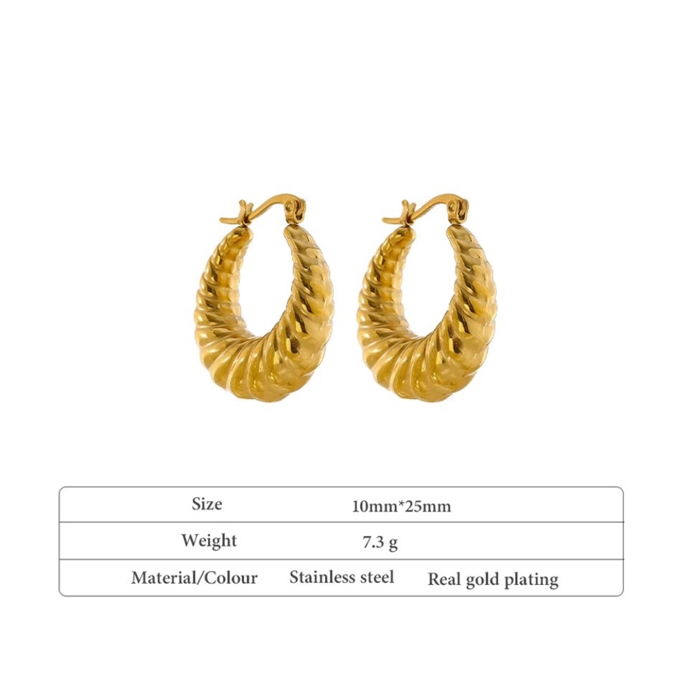 White Stainless Steel Hoop Earrings For women - Picture 3 of 5